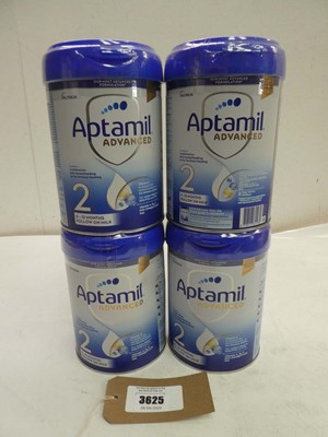 Lot 3625 - 4 tins Aptamil Advanced No. 2 follow on milk