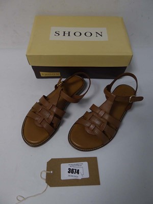 Lot 3674 - Boxed pair of ladies Shoon sandals, tan, EU 38