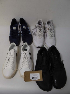 Lot 3684 - Pair of Veja trainers, white/black, UK 5 +...