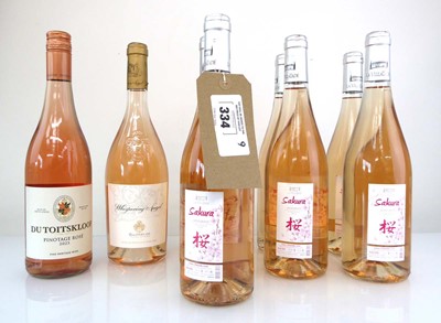 Lot 334 - 9 bottles of Rose, 1x Whispering Angel by...