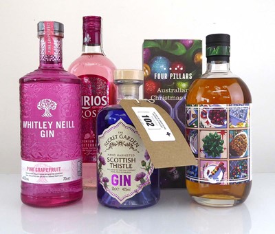 Lot 102 - 4 bottles of Gin, 1x Four Pillars Australian...