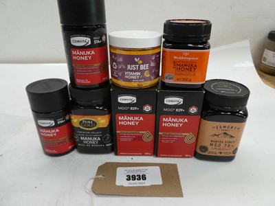 Lot 3936 - 7 tubs assorted strength Manuka honey and Tub...