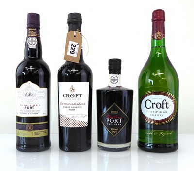 Lot 229 - 4 bottles, 1x Croft Extravagance Reserve Port...