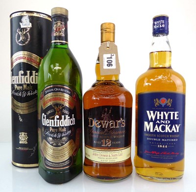 Lot 106 - 3 bottles, 1x Glenfiddich Pure Malt Single...