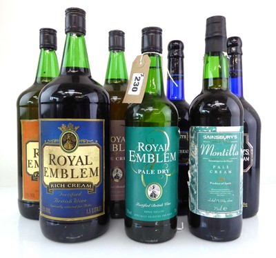 Lot 230 - 7 bottles, 2x Harveys Bristol Cream Sherry...