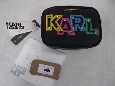 Lot 3751 - Karl Lagerfeld logo handbag in black with dust...