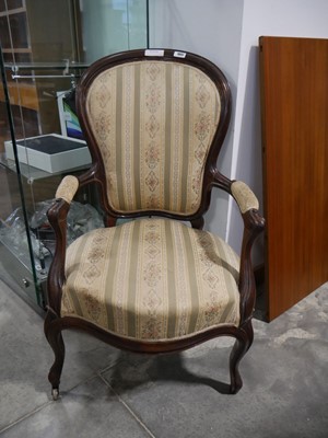 Lot 1057 - Mahogany framed floral upholstered easy chair