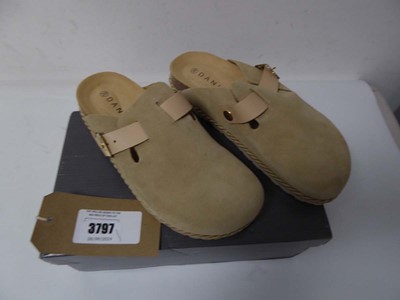 Lot 3797 - Boxed pair of Daniel suede clogs, beige, EU 39