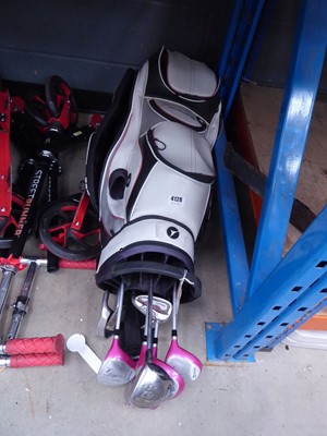 Lot 4128 - Motorcaddy golf bag with 9 assorted ladies...