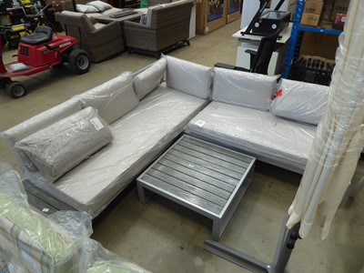 Lot 4163 - Metal framed L-shape garden sofa, and metal...