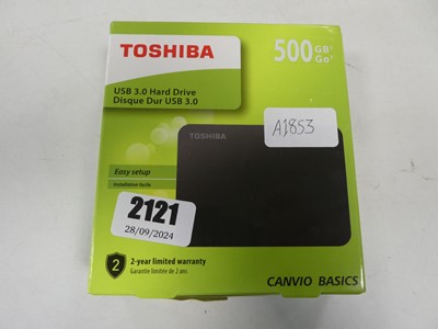 Lot 2121 - Toshiba USB.0 hard drive, 500 GB, boxed