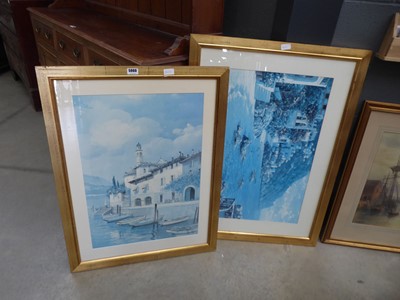 Lot 5060 - Two prints of Mediterranean coastal scene plus...