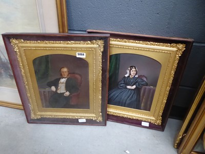 Lot 5064 - Pair of watercolours of gentleman and wife