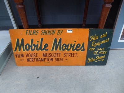 Lot 5020 - Painted wooden mobile movies advertising sign