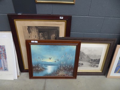 Lot 5074 - Two lithographs of Highland scene plus mother...