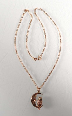 Lot A 9ct rose gold elongated link necklace...