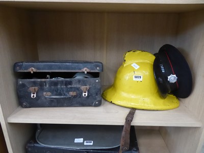 Lot 5029 - Vintage case plus a firemans helmet and a...