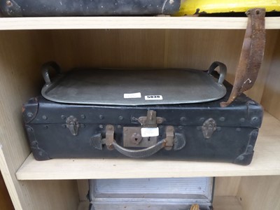 Lot 5030 - Pewter tray plus a vintage travelling case