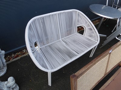 Lot 4184 - 2 rattan effect garden 2-seater sofas