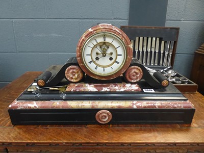 Lot 5040 - Slate dome topped mantle clock