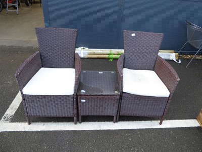 Lot 4189 - 3-piece garden set inc. 2 x rattan effect...