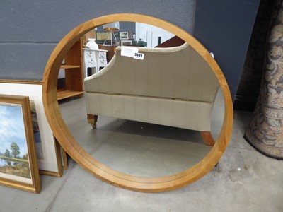 Lot 5089 - (3) Circular mirror in natural wood frame