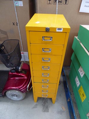 Lot 4361 - 9 drawer metal cabinet