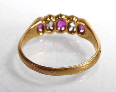 Lot A Victorian 18ct yellow gold ring set three...