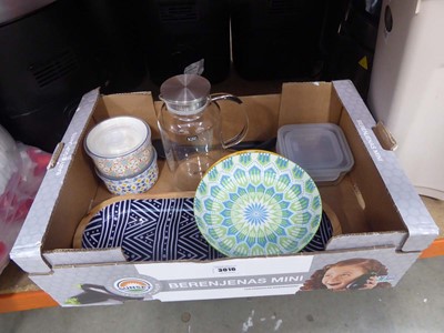 Lot 3016 - Tray containing bowls, glass jug etc.