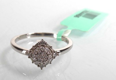 Lot A 9ct white gold cluster ring set twenty-three...