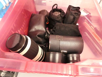 Lot 2254 - Box containing various camera lenses