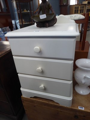 Lot 5118 - White painted 3 drawer bedside cabinet