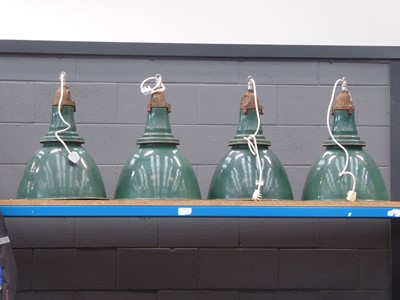 Lot 4411 - 4 vintage enamel lamp shades