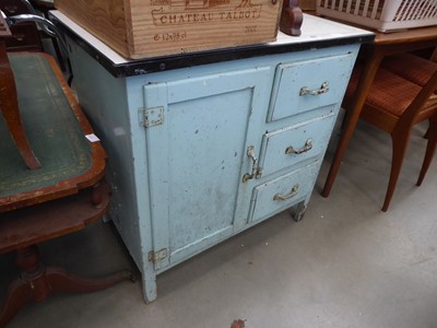 Lot 5212 - 1950s metal kitchen cabinet with single...