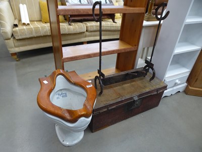 Lot 5220 - Vintage toilet, wrought iron boot scrapper,...