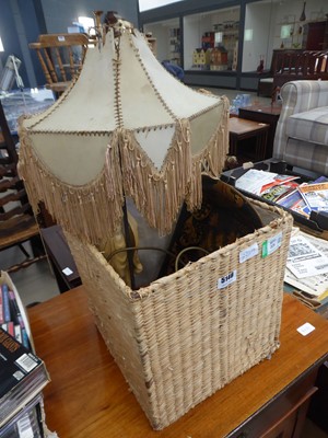 Lot 5146 - Wicker basket plus paper mache bowl, glasses,...