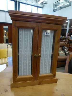 Lot 5224 - Table top pine cupboard with glazed panels