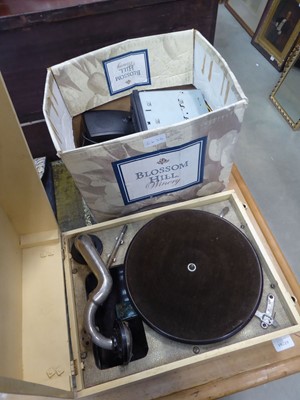 Lot 5159 - Wind up gramophone, box containing Sony...