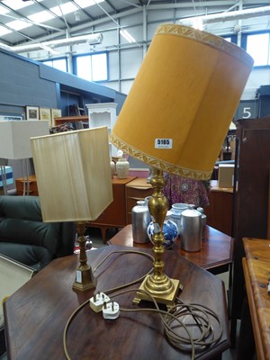 Lot 5165 - 2 brass table lamps with shades