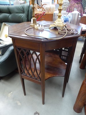 Lot 5166 - Octagonal Edwardian side table with second tier