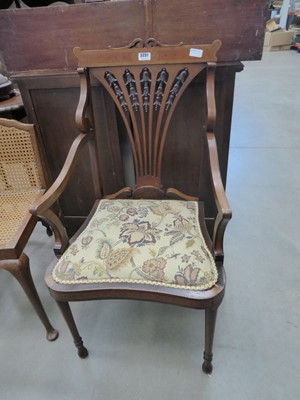 Lot 5231 - Carved Victorian armchair with upholstered seat