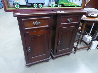 Lot 5233 - Pair of Edwardian single door pot cupboards