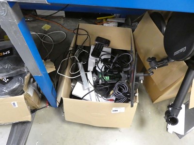 Lot 2294 - Box containing items inc. phones, electrical...