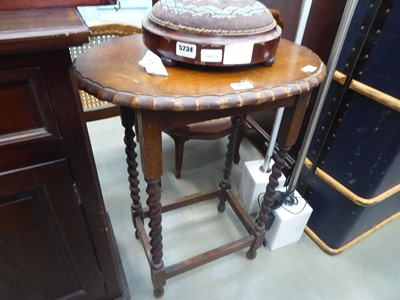 Lot 5235 - Oak barley twist side table