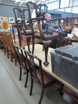 Lot 5173 - 6 Georgian mahogany dining chairs to include 2...