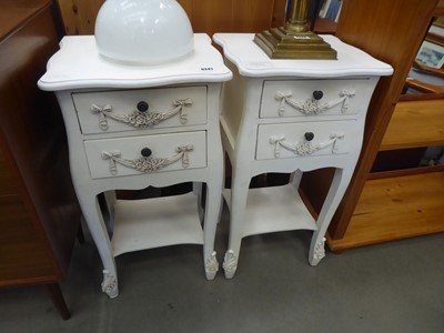 Lot 5241 - Pair of French style 2 drawer bedside cabinets