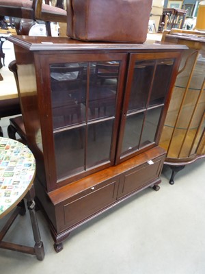 Lot 5182 - Mahogany double door bookcase with drawers under