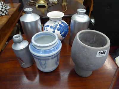 Lot 5186 - 3 painted flagons plus 3 pottery vases