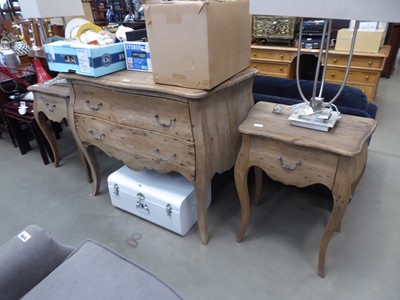 Lot 5192 - Pine French style chest of 2 drawers plus pair...