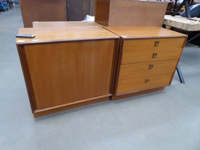 Lot 5276 - Faux walnut chest of 3 drawers, double door...